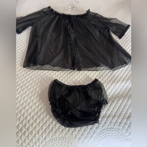 Vintage Blanche Black Sheer Babydoll Set‎